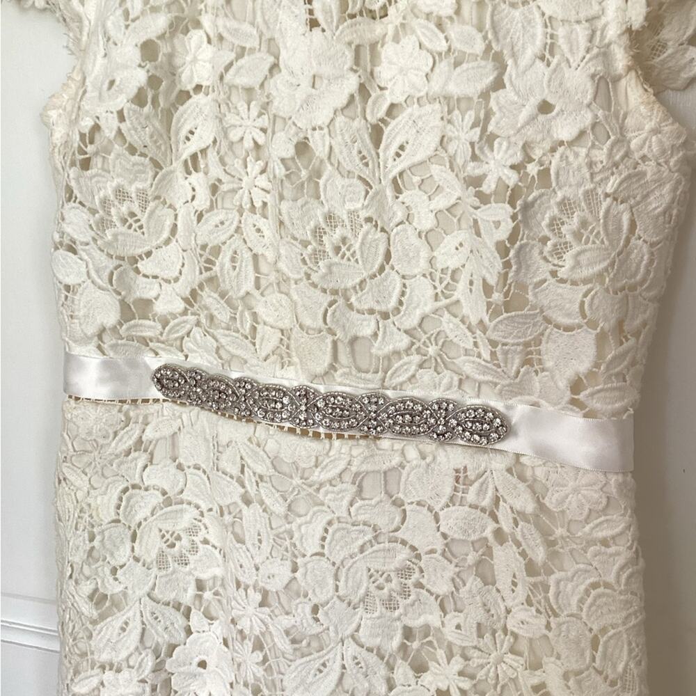 JOIE Celedonia Lace Illusion White Tiered Formal Dress Size 6 | Altered - Picture 8 of 11